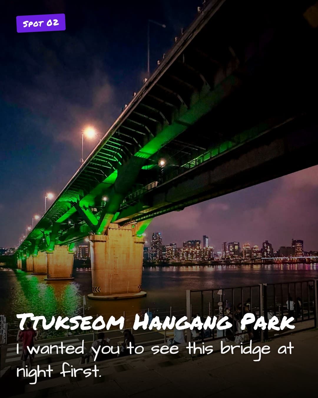 Ttukseom Hangang Park night bridge