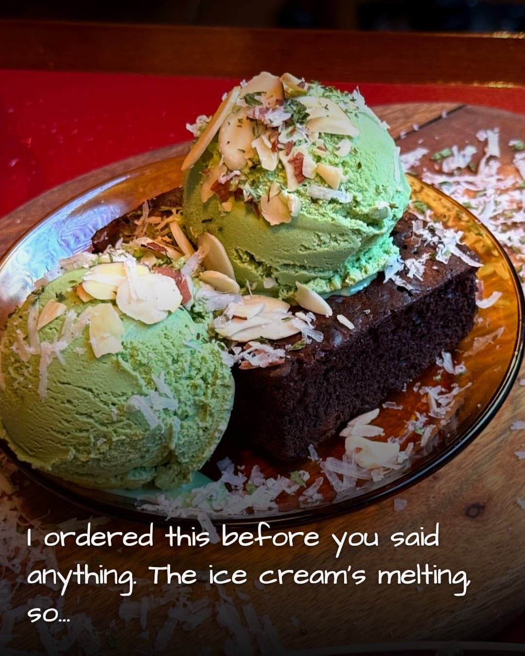 Dongmyo Market green tea ice cream brownie