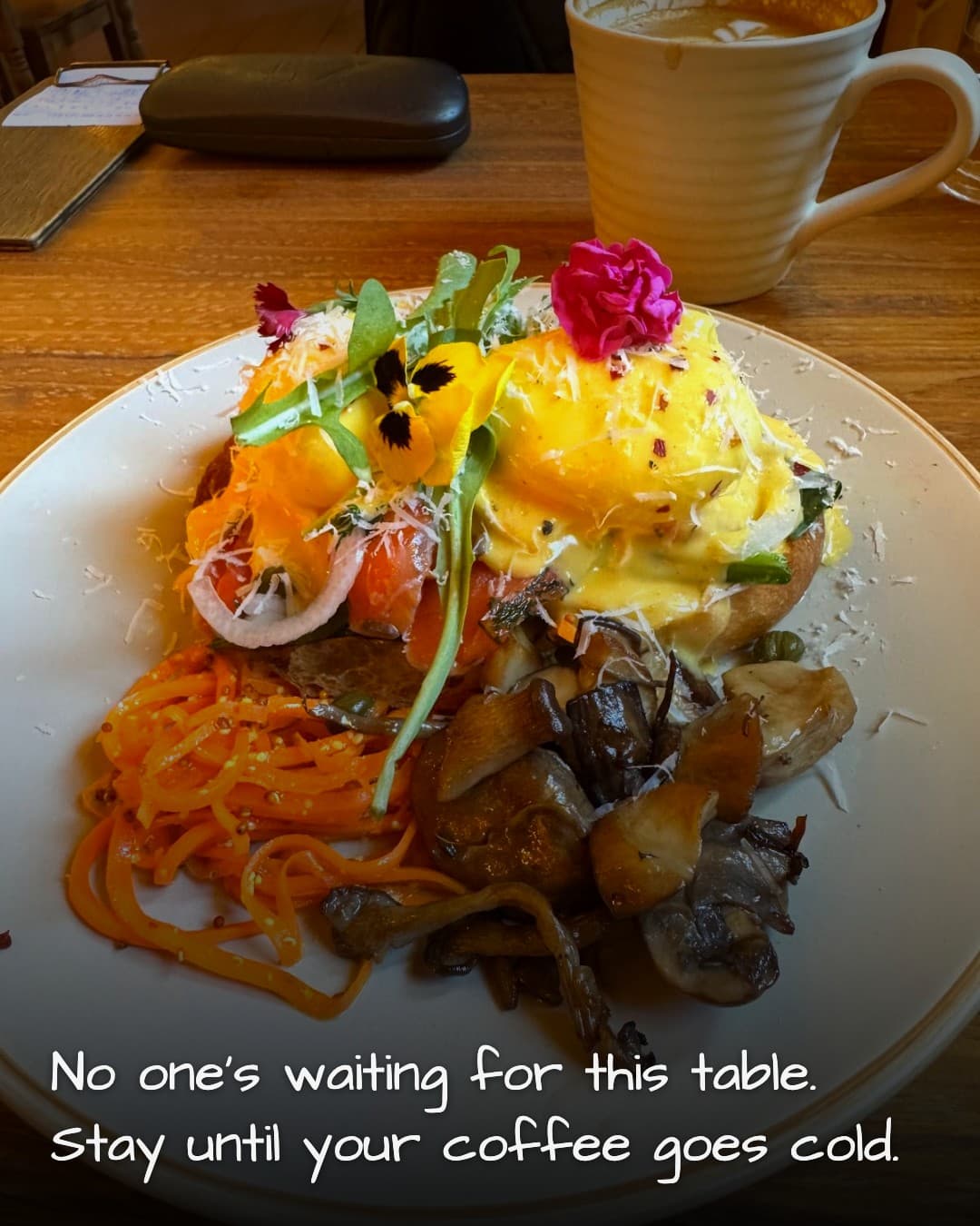 Oatt Brunch table, coffee gone cold