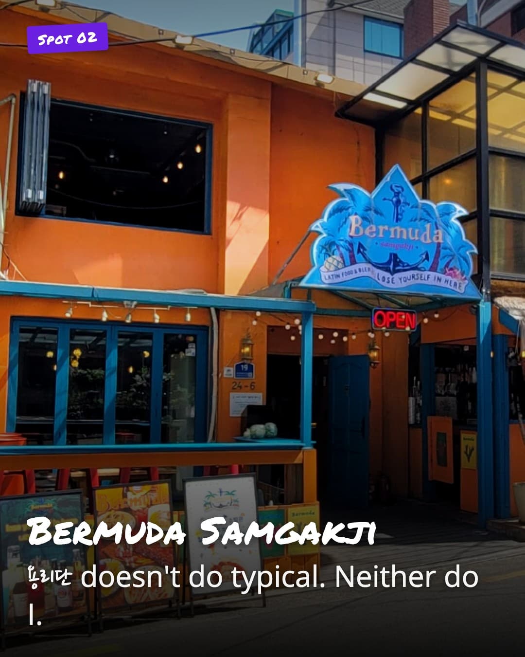 Bermuda Samgakji thatched roof bar exterior
