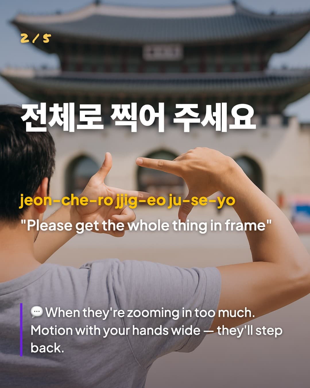 전체로 찍어 주세요 — Please get the whole thing in frame