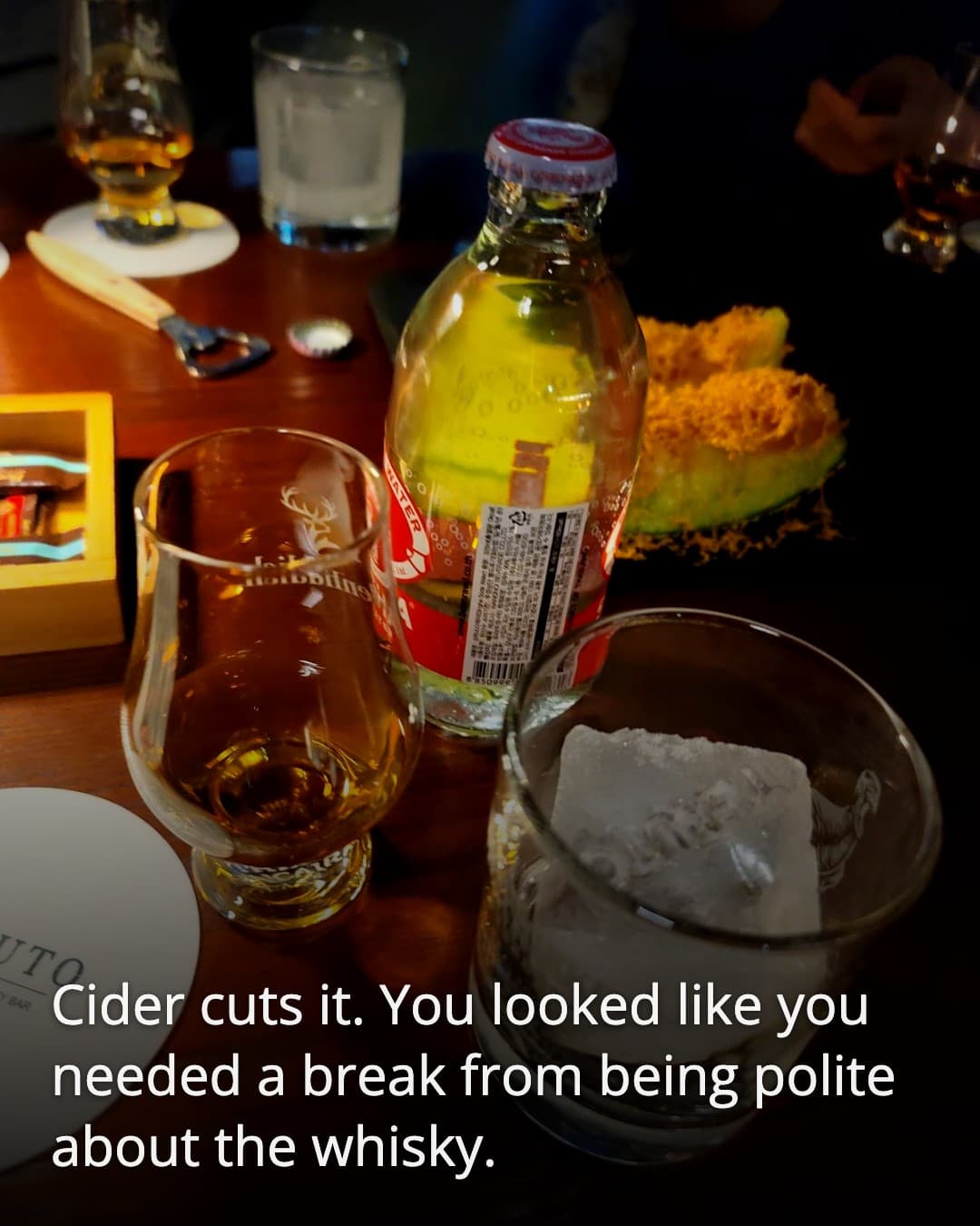 Bar Tenuto, cider and whisky