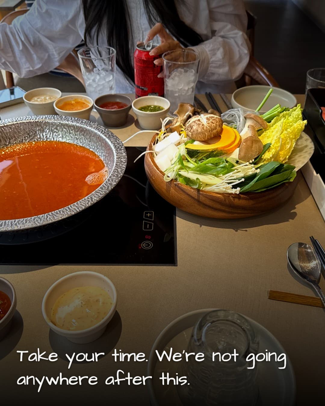 Shabu in Seoul Shinyongsan table setup