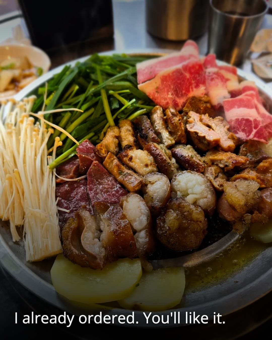 Sinchon Buchu Gopchang raw gopchang before grilling