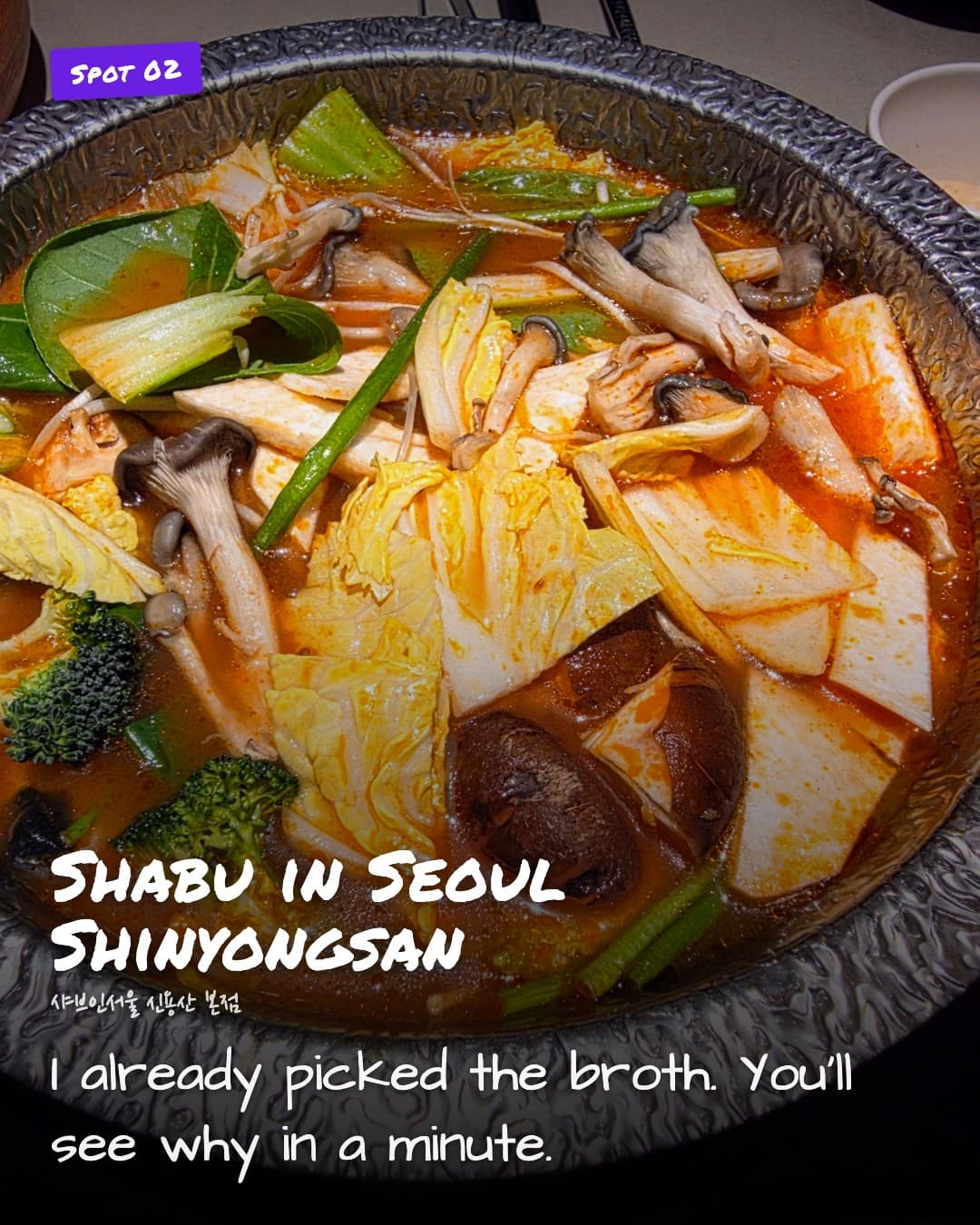 Shabu in Seoul Shinyongsan broth close-up