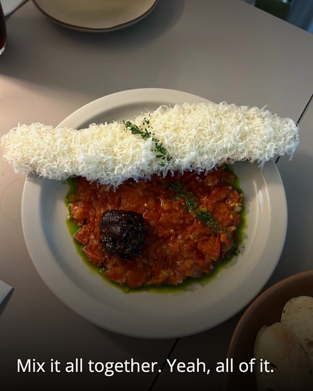 Osteria Iaad beef tartare with grated cheese