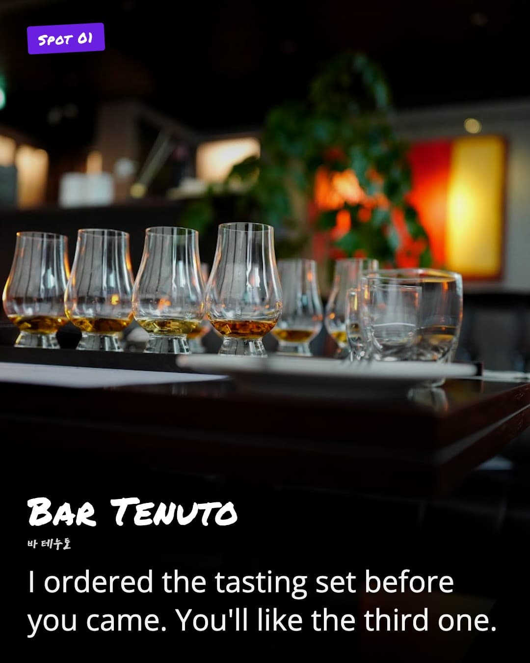 Bar Tenuto, tasting glasses