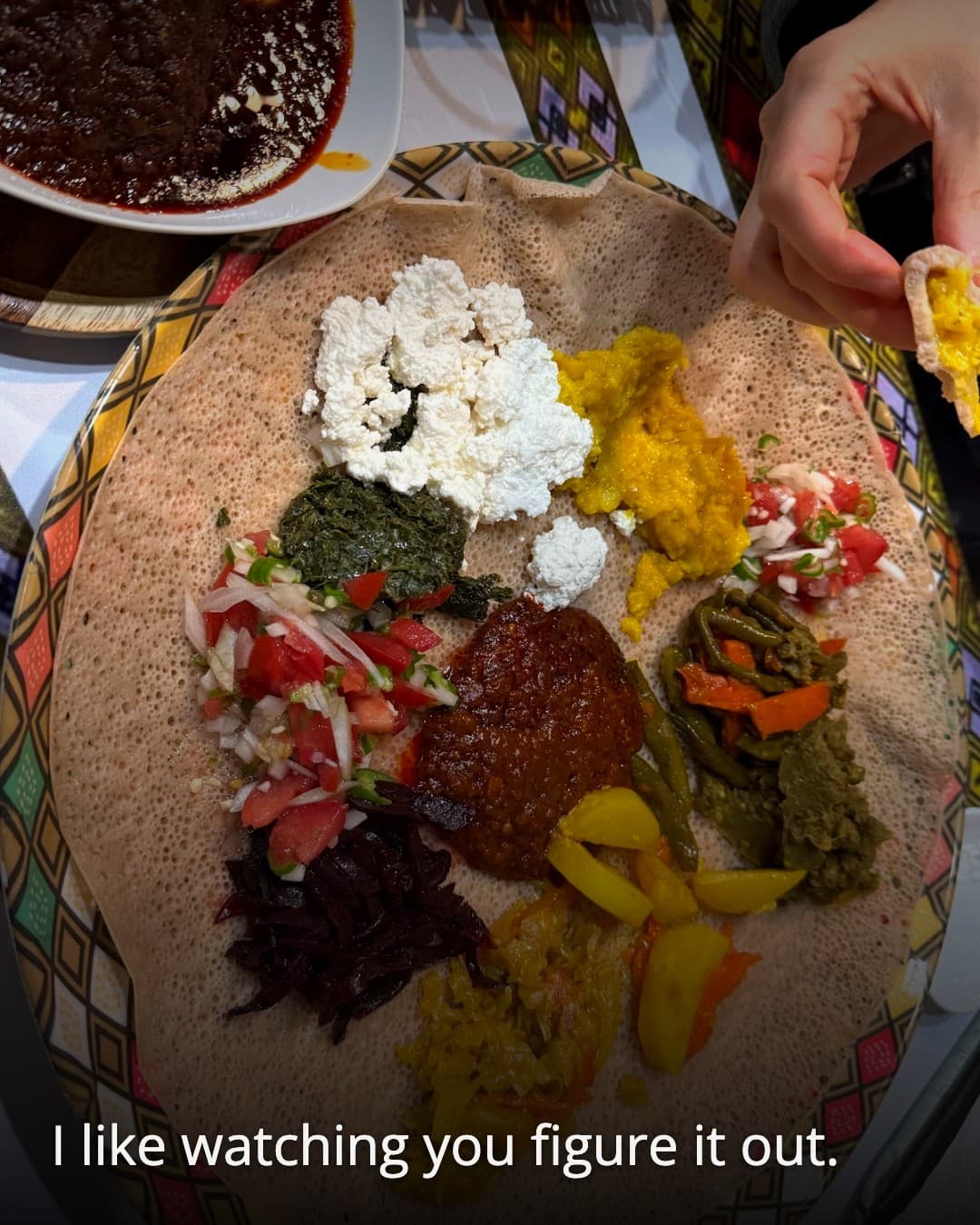 Yamarech Ethiopian Restaurant, tearing injera