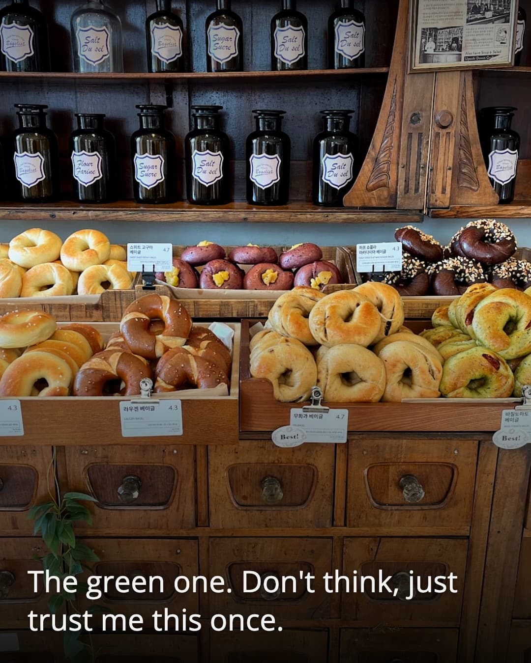 BAGELIST matcha bagel counter