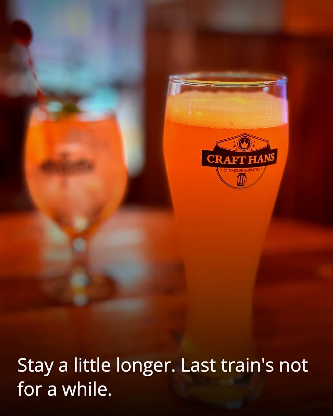 Craft Hunter, beer glass at sunset