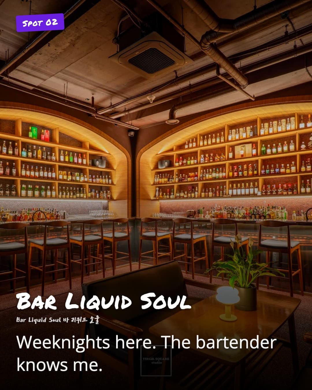 Bar Liquid Soul curved bottle shelves