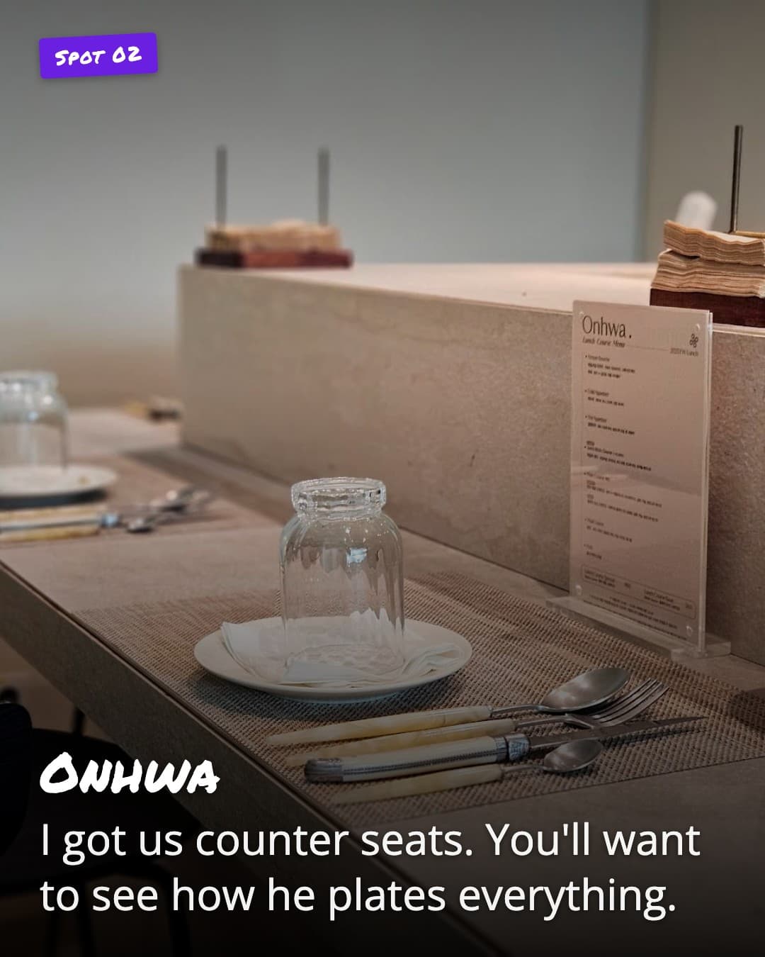 Onhwa, counter seat setting