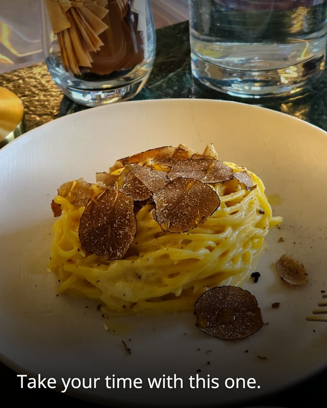 Osteria Iaad truffle pasta with wine