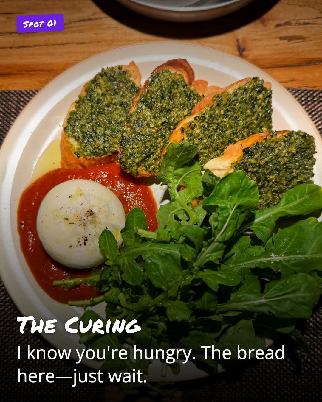 The Curing pesto garlic bread