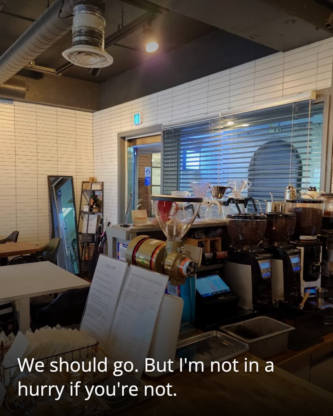 Yeouido Coffee counter at closing light