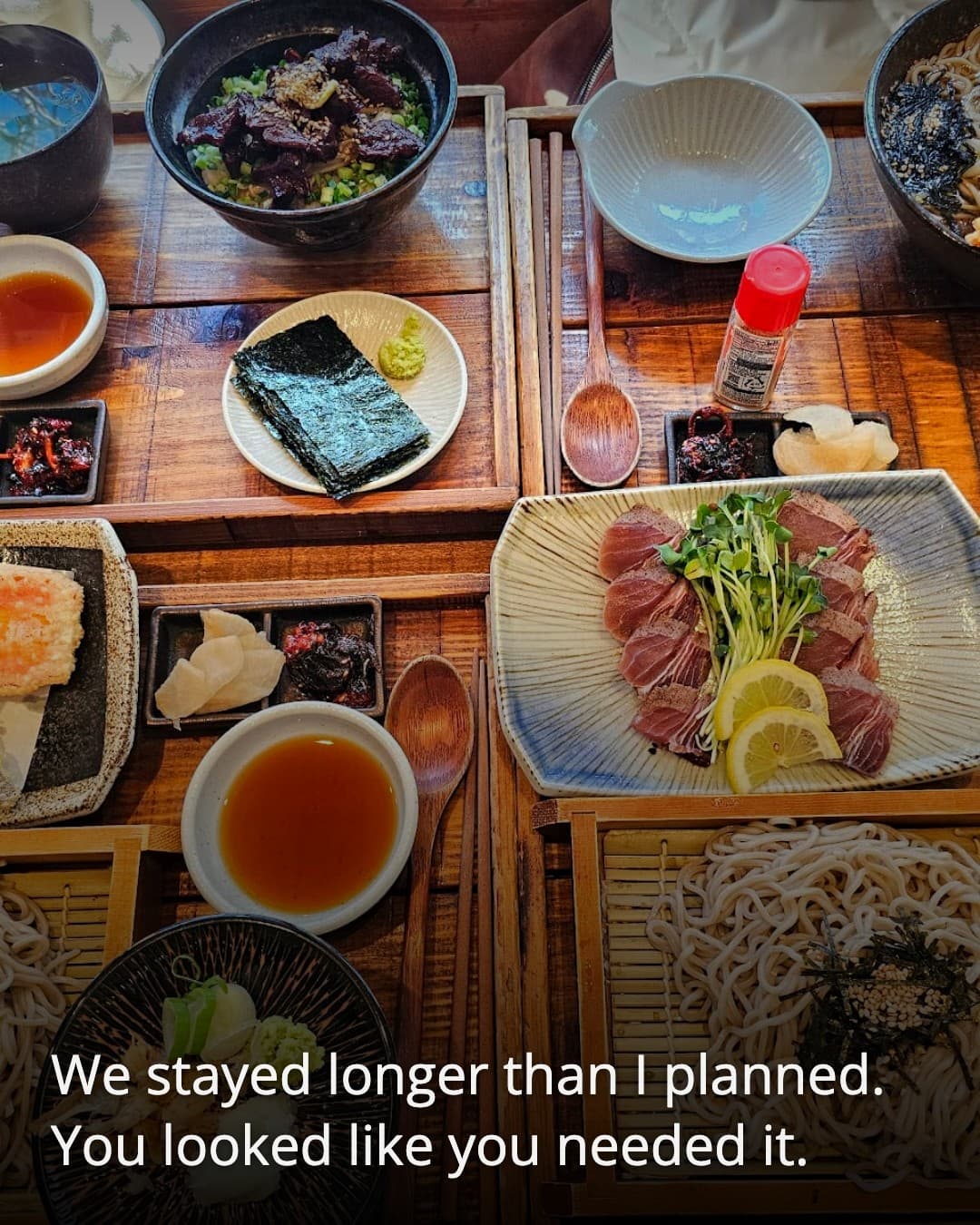 Yusoba Anguk Station Branch shared table spread